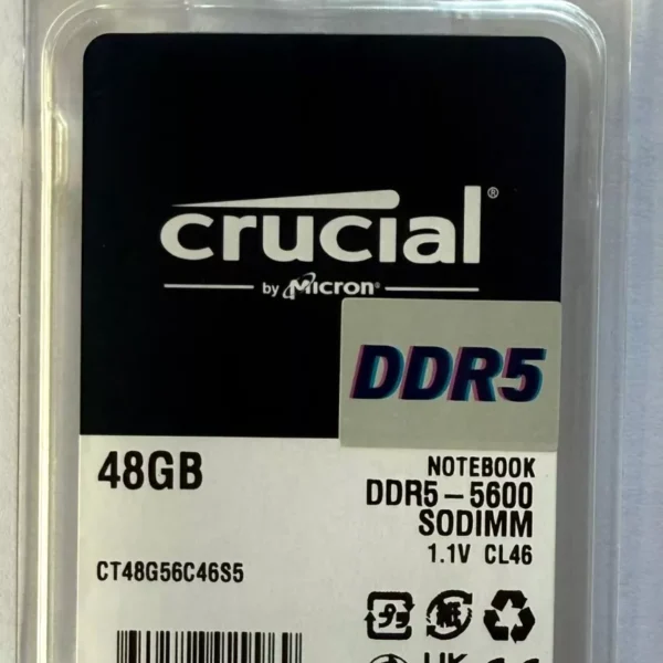 Crucial RAM 48 GB 5600 MHz DDR5 SO-DIMM PC5-44800 for notebook CT48G56C46S5